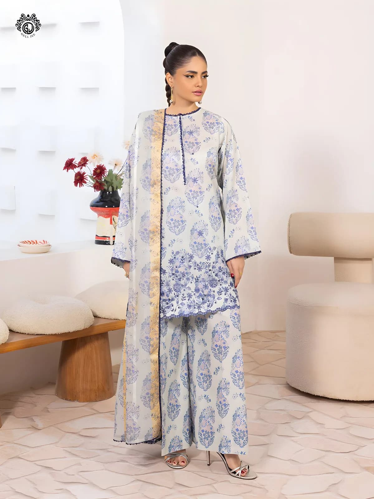 Gulljee Lawn Collection Sale Luxurious Digital Printed Embroidered Lawn Suit GZI2602A7 - Askani Group