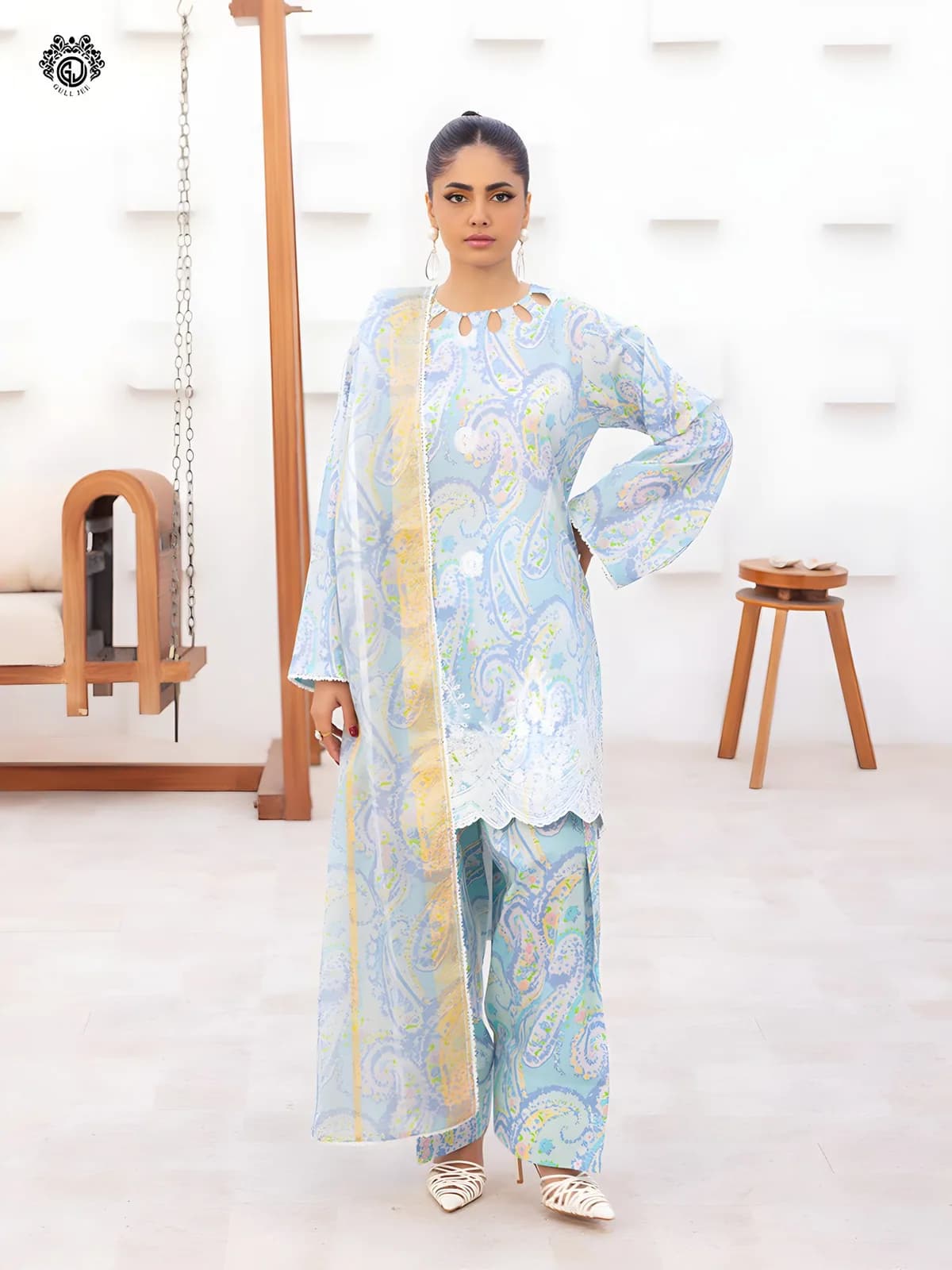 Gulljee Lawn Collection Sale Luxurious Digital Printed Embroidered Lawn Suit GZI2602A9 - Askani Group