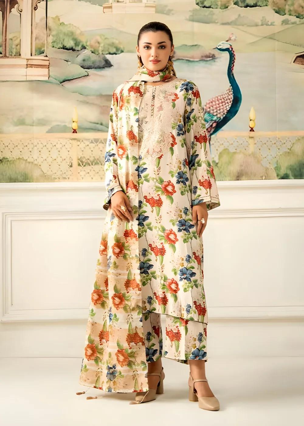 Brenish 3-Piece Unstitched Digital Printed Linen Bana Dora Suit