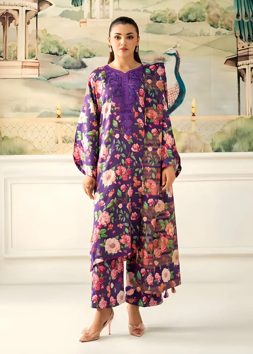 Brenish 3-Piece Unstitched Digital Printed Linen Bana Dora Suit