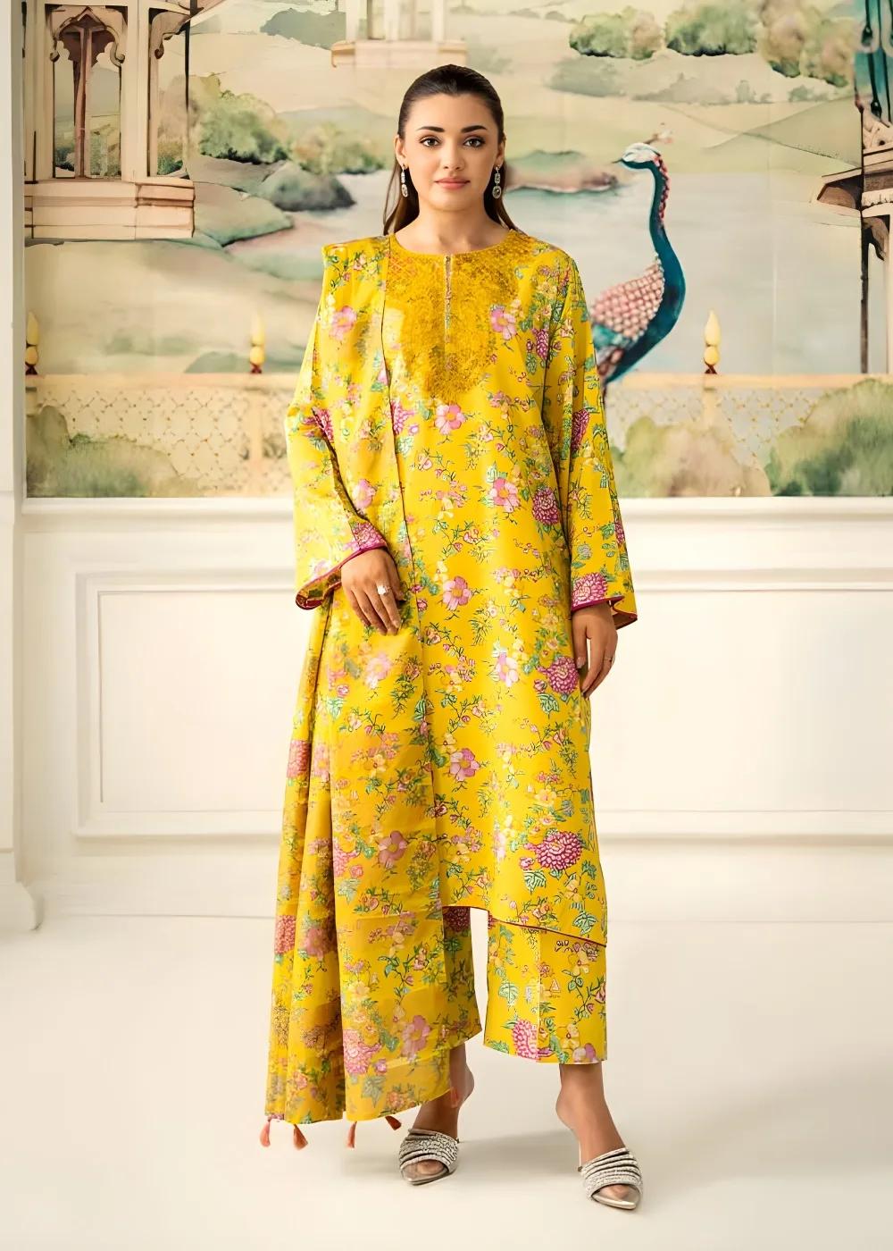 Brenish 3-Piece Unstitched Digital Printed Linen Bana Dora Suit