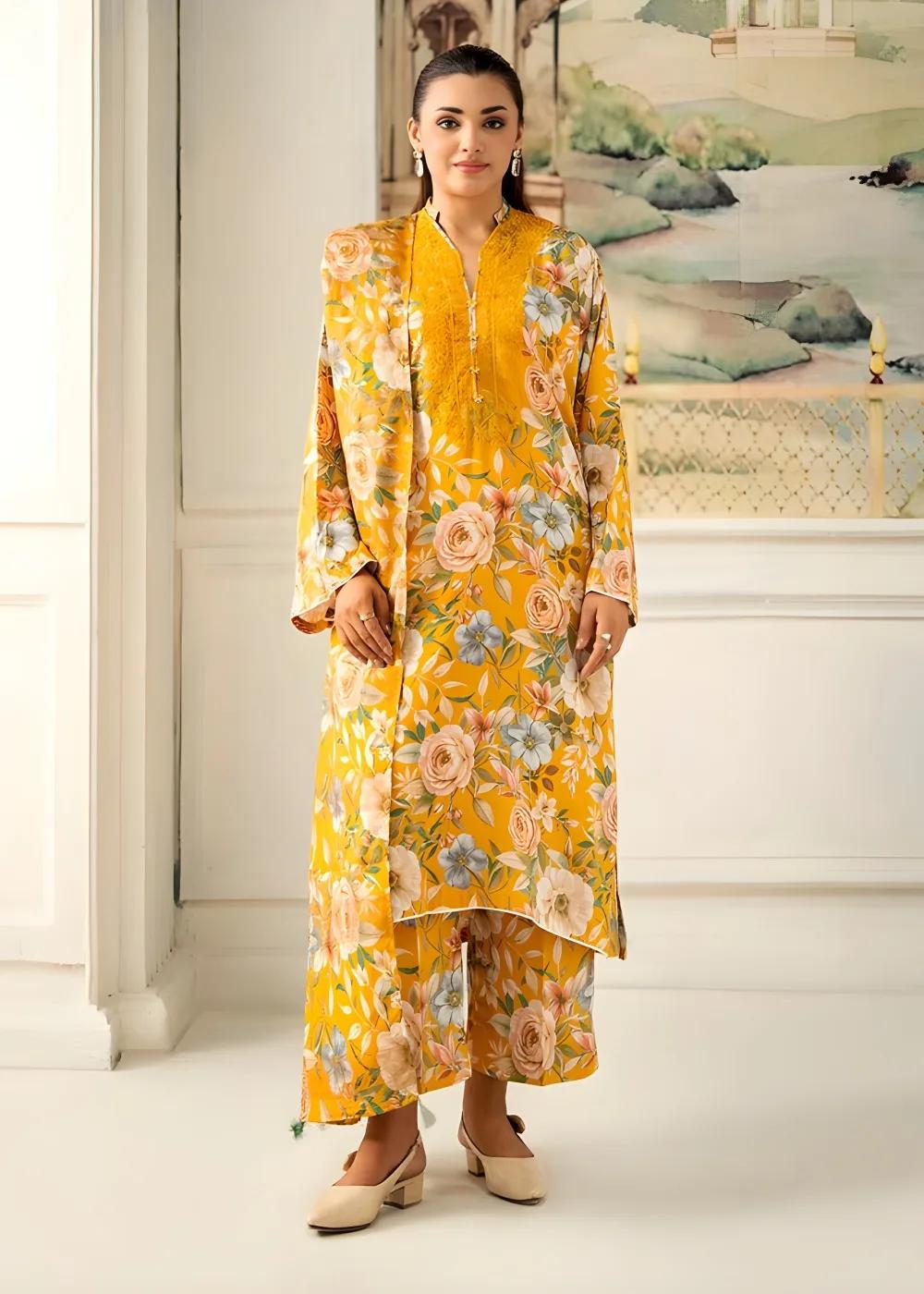 Brenish 3-Piece Unstitched Digital Printed Linen Bana Dora Suit