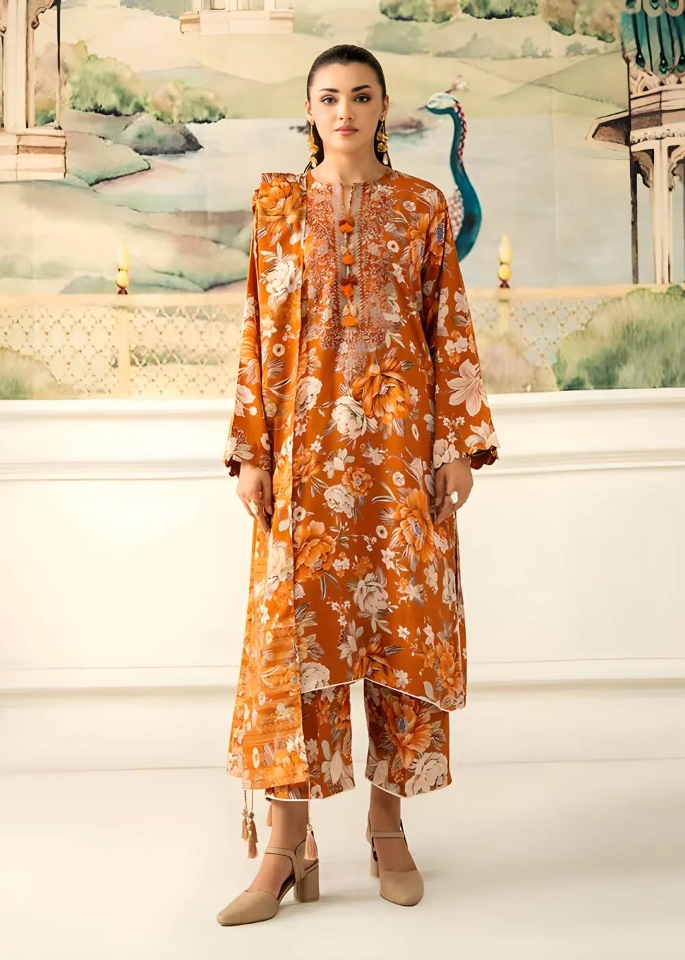 Brenish 3-Piece Unstitched Digital Printed Linen Bana Dora Suit
