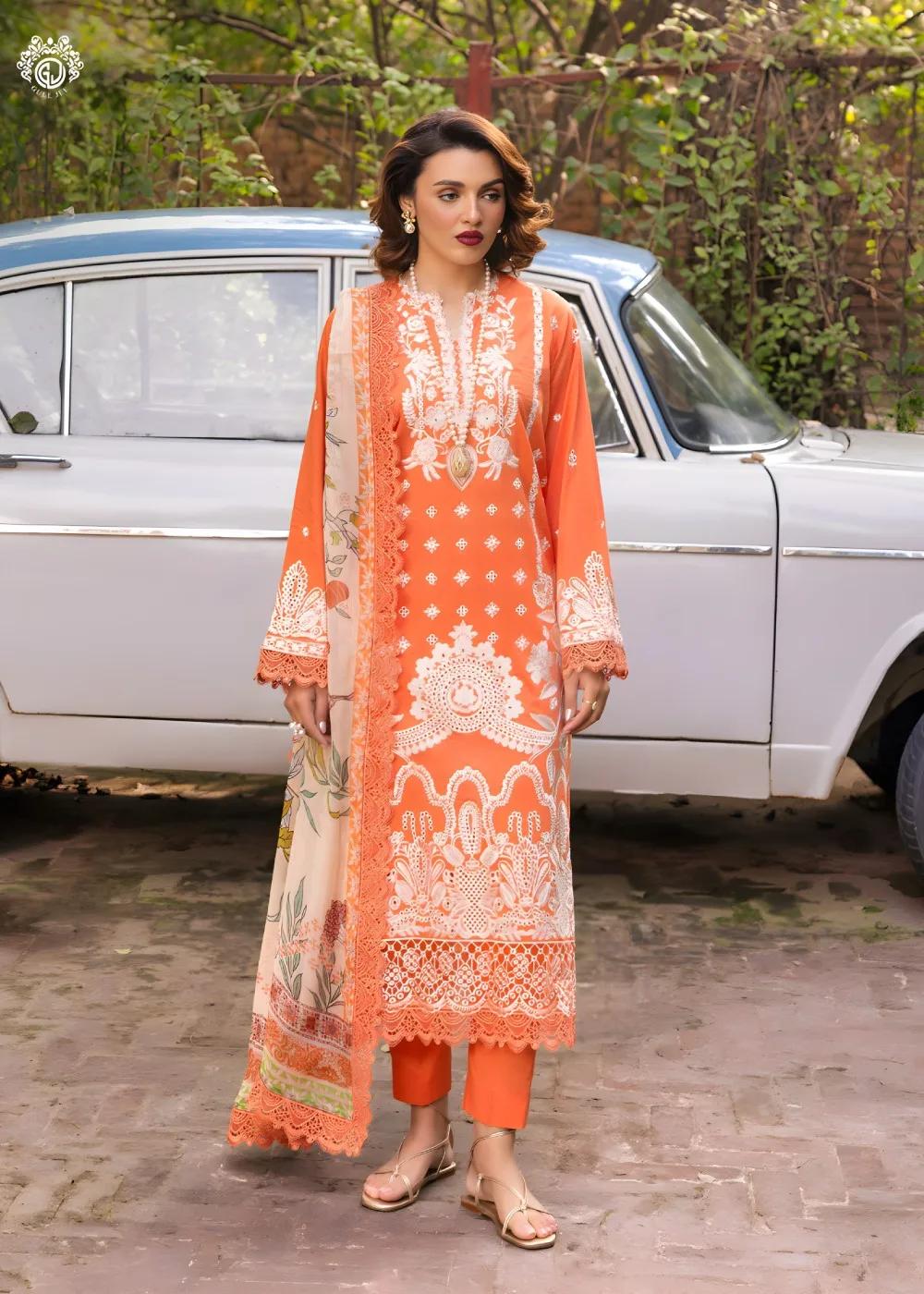 Gulljee 3-Piece Unstitched Exclusive Luxury Lawn Boring Embroidered Suit