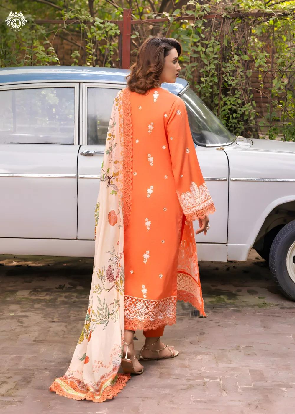 Gulljee 3-Piece Unstitched Exclusive Luxury Lawn Boring Embroidered Suit