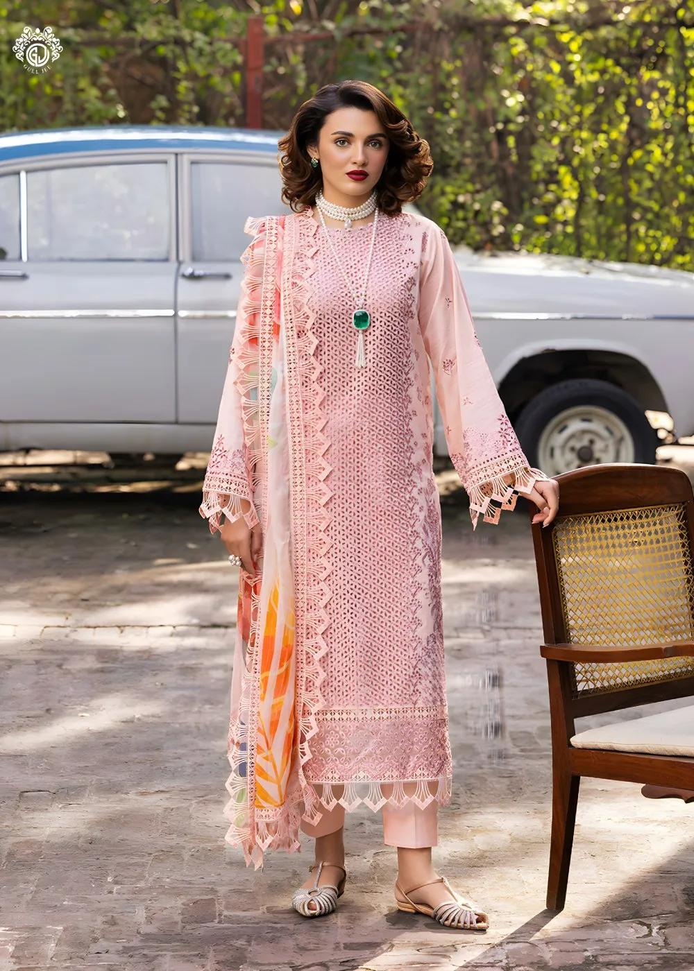 Gulljee 3-Piece Unstitched Exclusive Luxury Lawn Boring Embroidered Suit