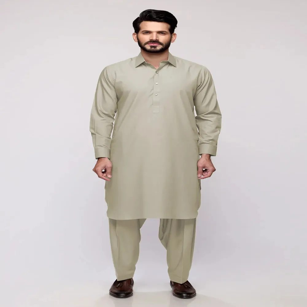 Grey Green Unstitched Fabric Mega Super by Gul Ahmed Wash n Wear Sale - 345259
