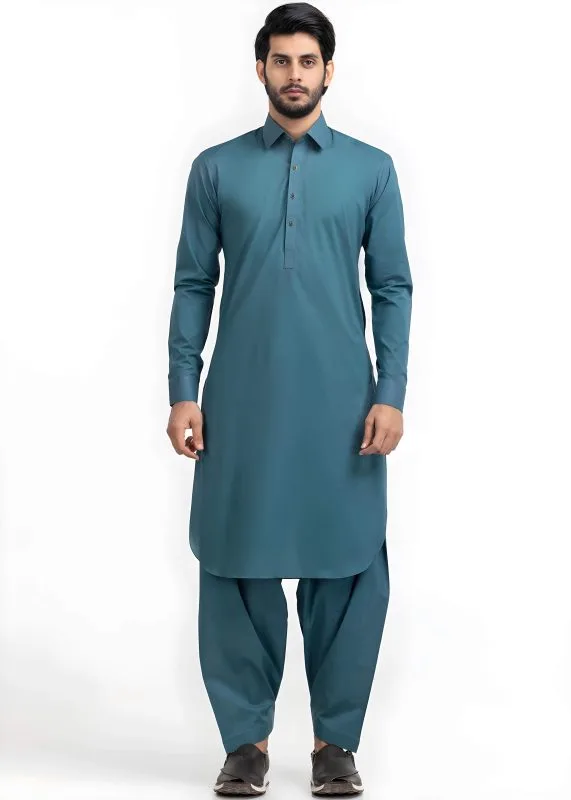 Gul Ahmed Cotton for Men Gul Cotilla-NS Teal Premium Fine 100% Cotton Unstitched Fabric Suit - Askani Group