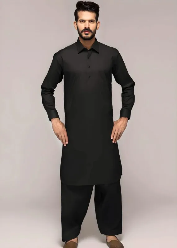 Gul Ahmed Cotton for Men Gul Cotilla-NS Black Premium Fine 100% Cotton Unstitched Fabric Suit - Askani Group