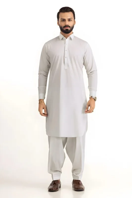 Gul Ahmed Men Collection Ash White Ambassador Wash &amp;amp; Wear Unstitched Fabric - Askani Group
