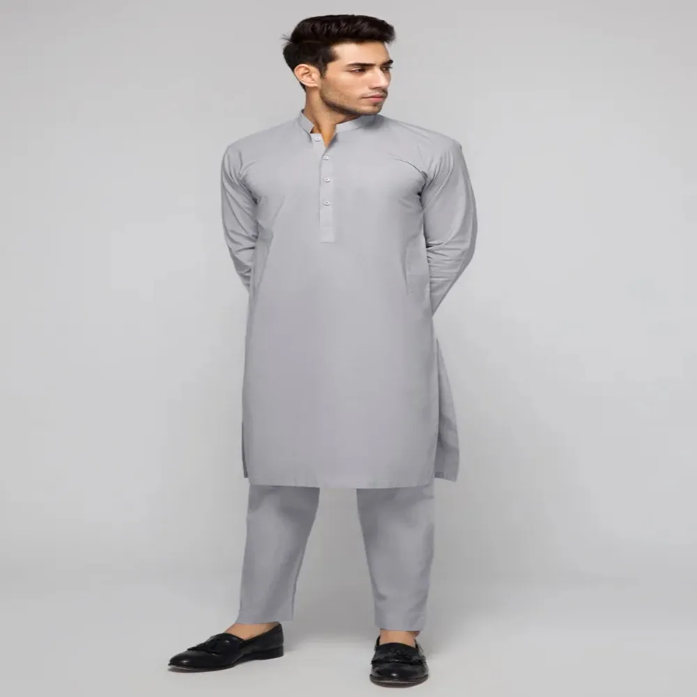 Silver Grey Unstitched Fabric Mega Super by Gul Ahmed Wash n Wear Sale - 273265