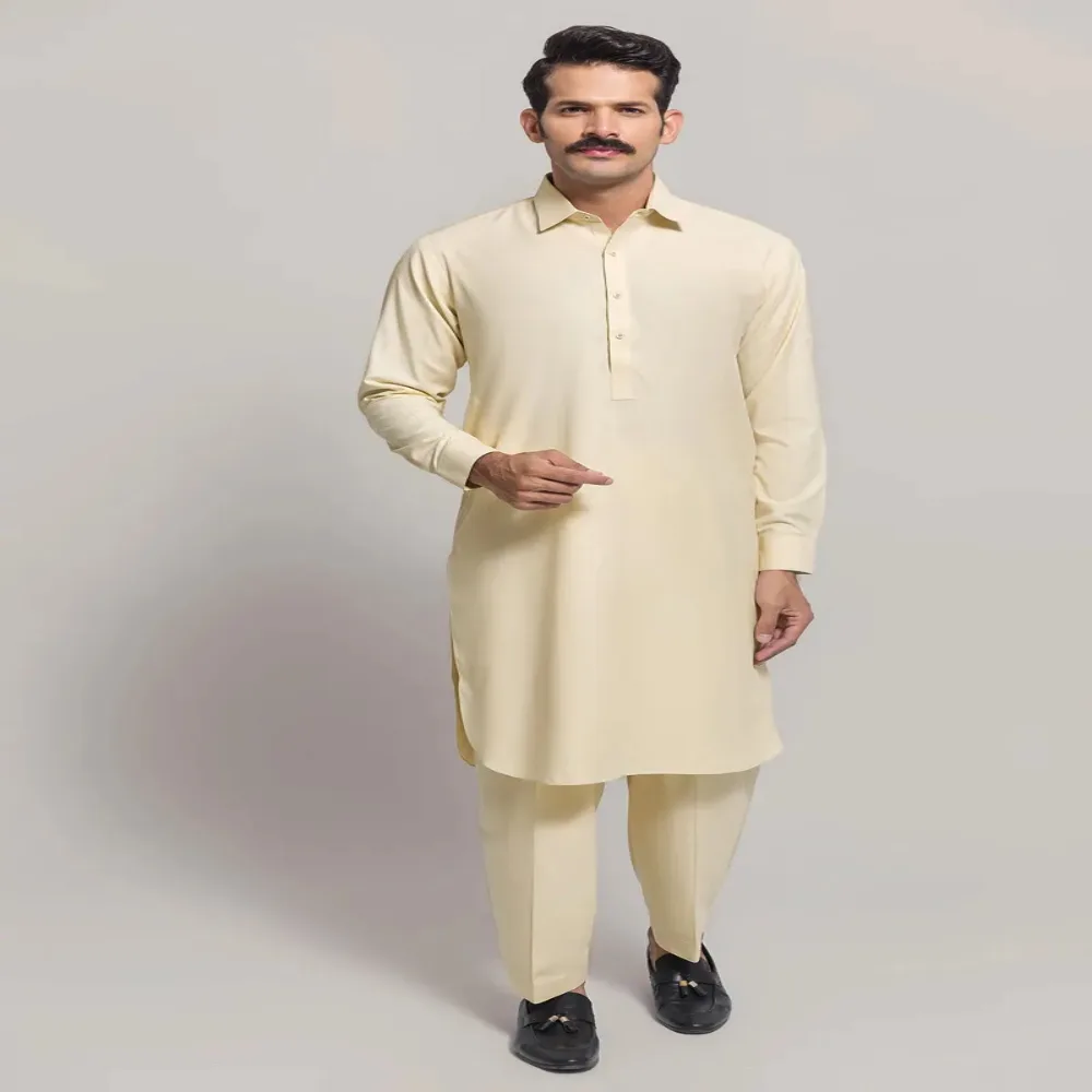 Dark Cream GUL 900 UJALA-G Fabric by Gul Ahmed Men&amp;#039;s Unstitched - 215628