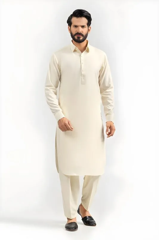 Gul Ahmed Men Collection Cream Ambassador Wash &amp;amp; Wear Unstitched Fabric - Askani Group