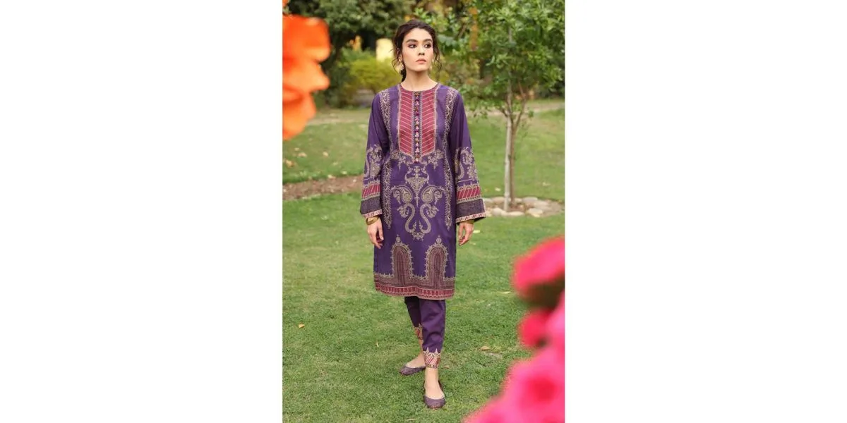 Mehrbano Premium Unstitched Lawn Antique Plum by Cross Stitch