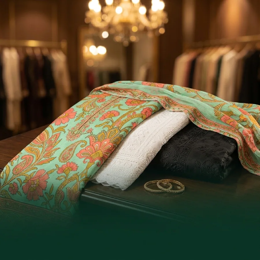 Gulljee digital printed embroidered lawn and linen suits at Askani Group