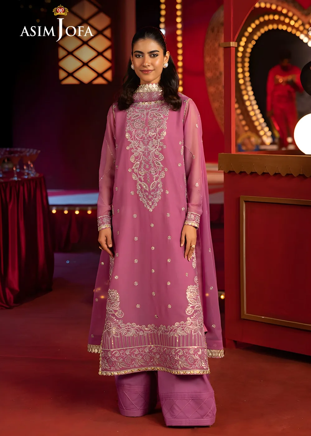 Asim Jofa 3-Piece Unstitched Luxury Embroidered Chiffon Shirt with Luxury Embroidered Chiffon Dupatta AJLFF-07