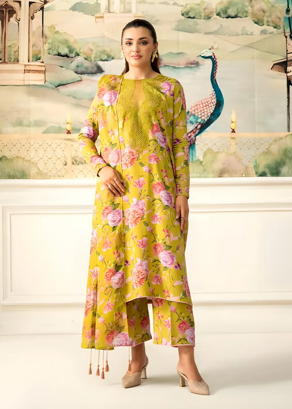 Digital Printed Linen Bana Dora with Digital Printed Jacquard Brosha