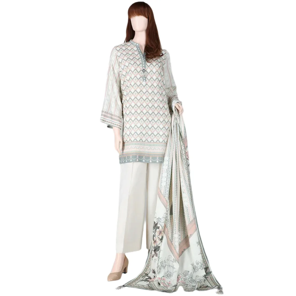 Saya Printed Khaddar: Elegant 2-Piece Suit for Timeless Style