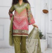 3 Piece Digital Print Embroidery Lawn Dress Fiza Noor Volume Baghi FN-07