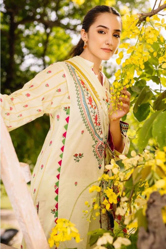 3PC Unstitched Cambric Cotton Embroidered Suit with Printed Lawn Dupatta CBE-12002