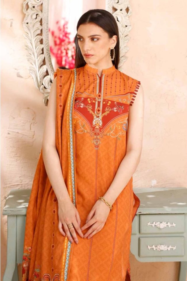 3PC Unstitched Cambric Cotton Printed Suit with Cotton Net Dupatta CN-12004 - Gul Ahmed