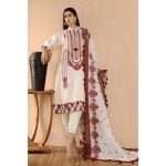 3PC Unstitched Jacquard Embroidered Suit With Jacquard Lace Dobby Dupatta MJ-73 - Gul Ahmed