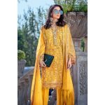3PC Unstitched Lawn Embroidered Suit With Embroidered Chiffon Dupatta SP-17 (Gul Ahmed)