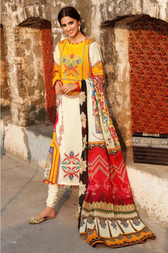 2 Piece Unstitched Lawn Printed Suit TL-335 - Gul Ahmed