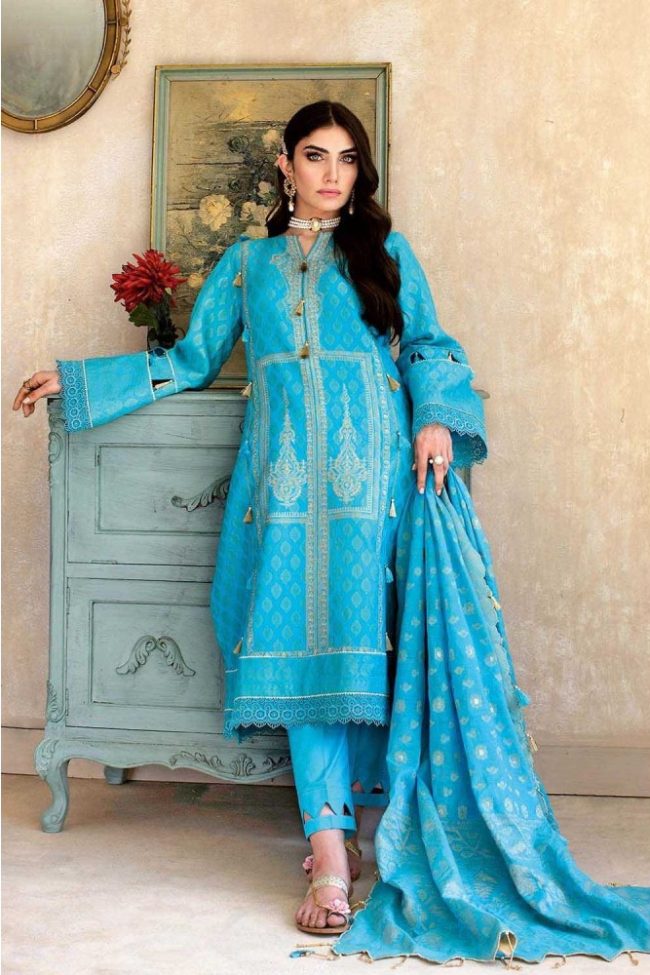 3PC Unstitched Embroidered Jacquard Suit MJ-58 by Gul Ahmed