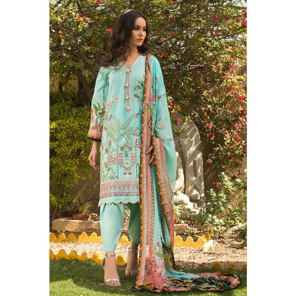 3PC Unstitched Printed Embroidered Lawn Suit With Digital Printed Chiffon Dupatta BM-175 by Gul Ahmed