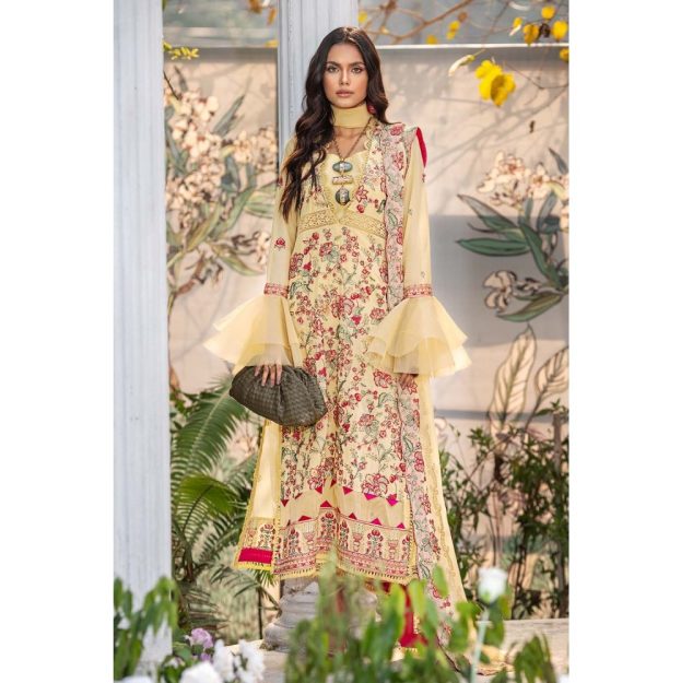 3PC Unstitched Swiss Voile Suit With Embroidered Chiffon Dupatta LSV-60 by Gul Ahmed