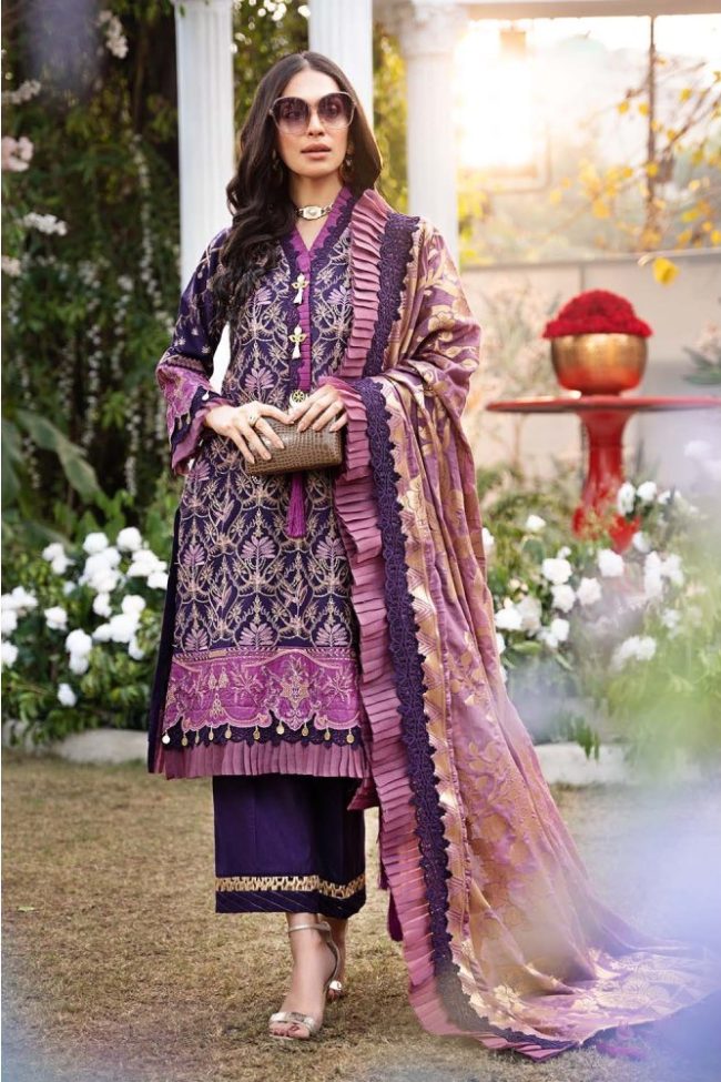 3PC Unstitched Swiss Voile Lawn Suit With Jacquard Dupatta LSV-53 by Gul Ahmed