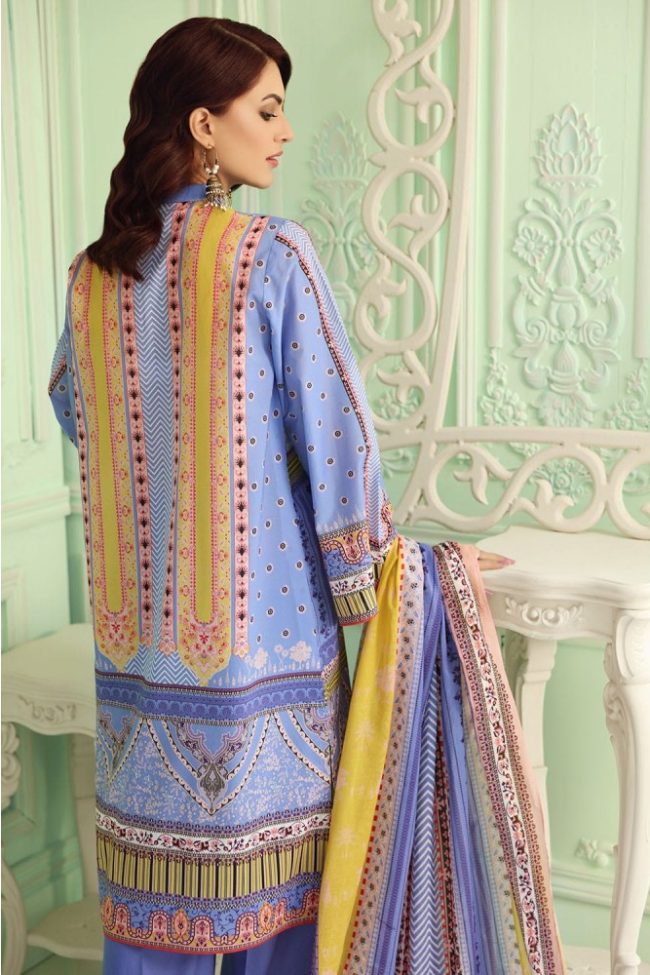 3PC Unstitched Digital Printed Embroidered Lawn Suit With Digital Printed Lawn Dupatta CL-1017 B by Gul Ahmed