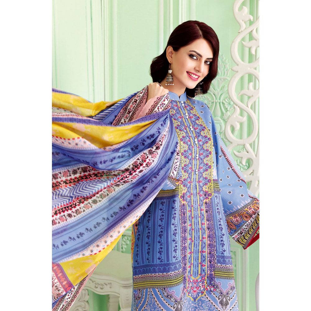 3PC Unstitched Digital Printed Embroidered Lawn Suit With Digital Printed Lawn Dupatta CL-1017 B by Gul Ahmed