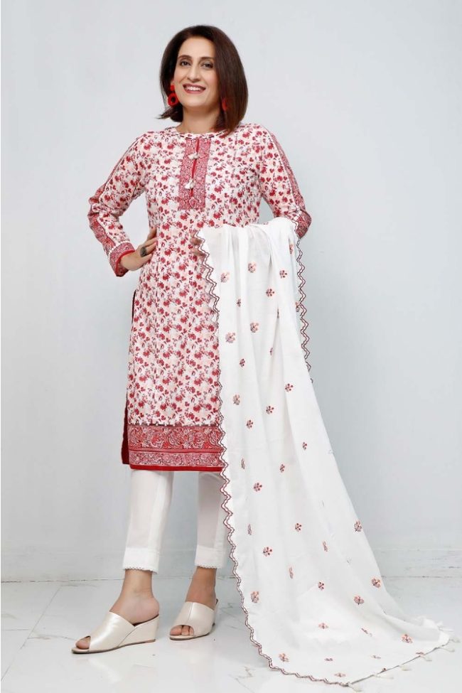 3PC Unstitched Embroidered Lawn Suit With Aloe Vera Finish CL-1207 by Gul Ahmed