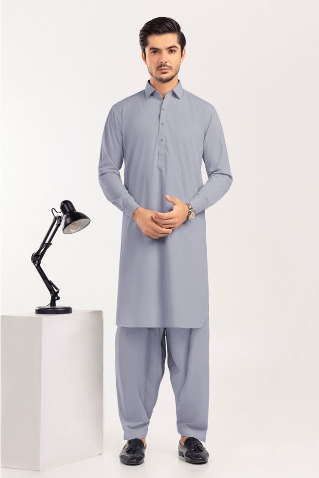 Silver Grey Unstitched Fabric Suit ESSO LATHA by Gul Ahmed Male/Men Collection