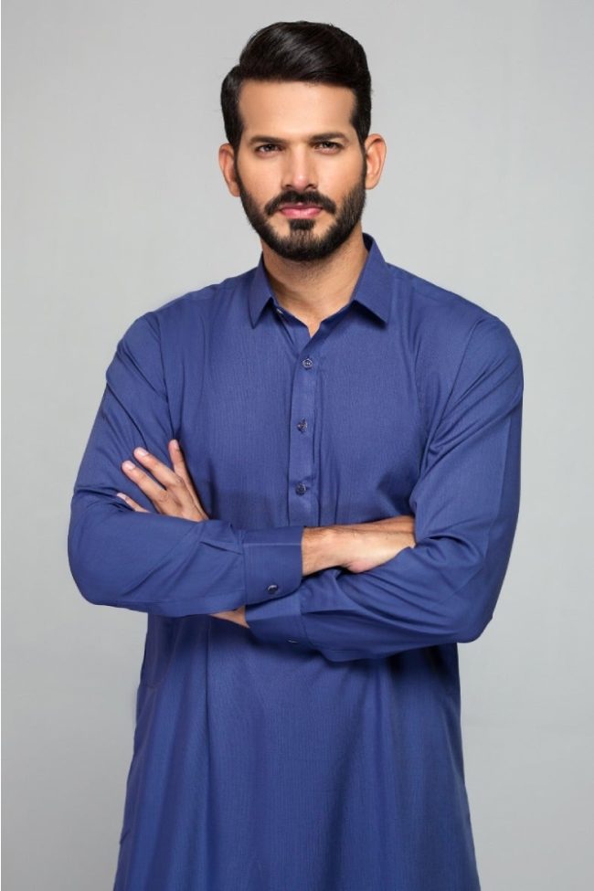 Royal Blue Unstitched Fabric Suit Gul Verossa by Gul Ahmed Men's Collection
