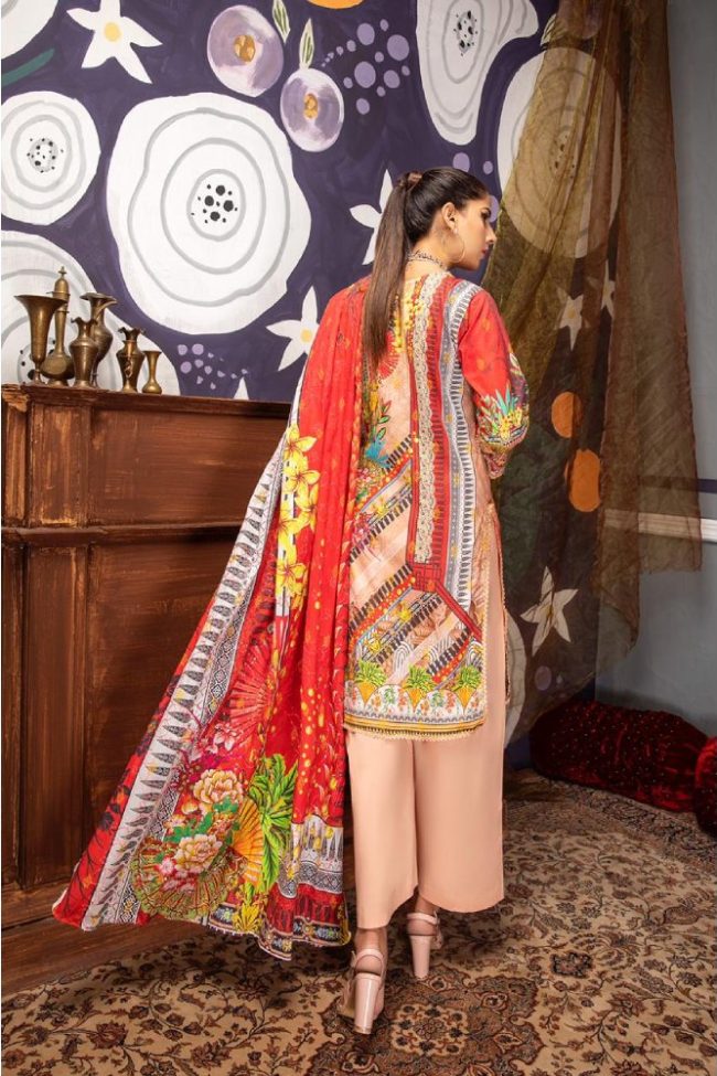 Umaimas Digital Neck Embroidered with Sequence Jall Digital Lawn Dupatta by Arham Textile Design No.12