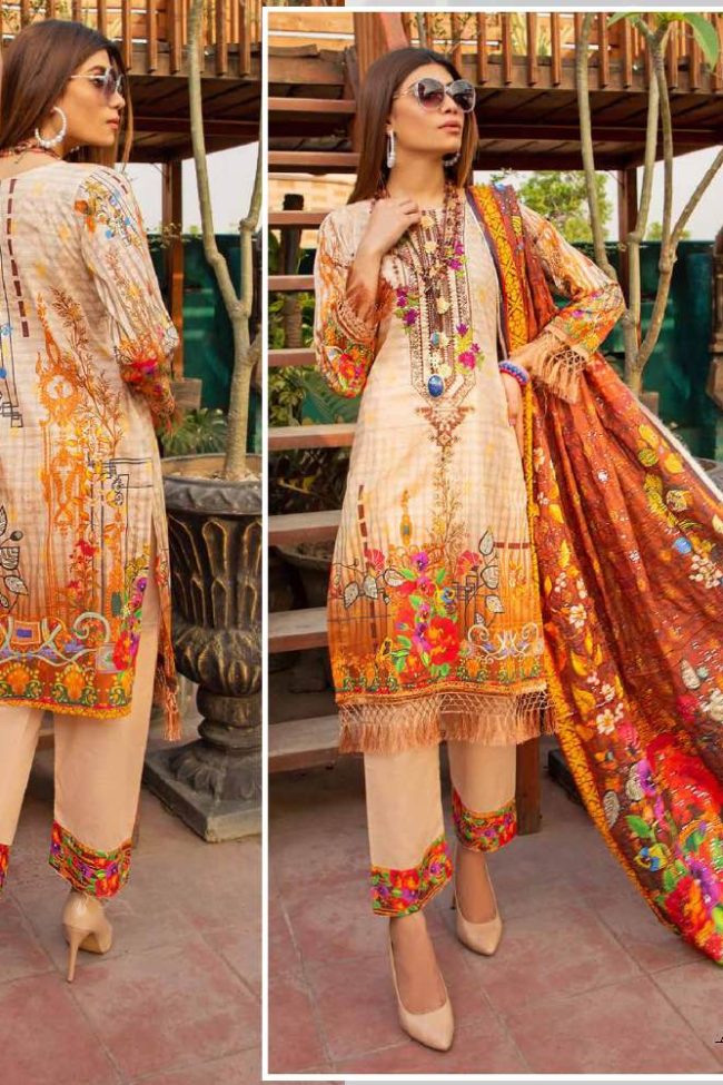 Umaimas Digital Neck Embroidered with Sequence Jall Digital Lawn Dupatta by Arham Textile AR-05