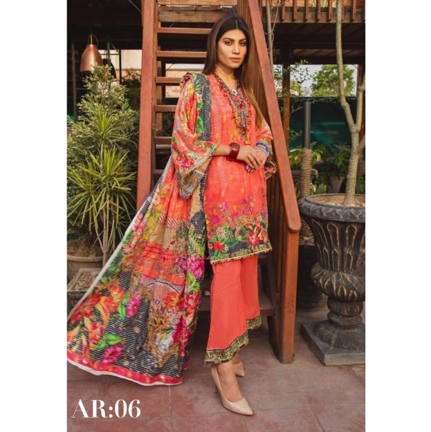 Umaimas Digital Neck Embroidered with Sequence Jall Digital Lawn Dupatta by Arham Textile AR-06