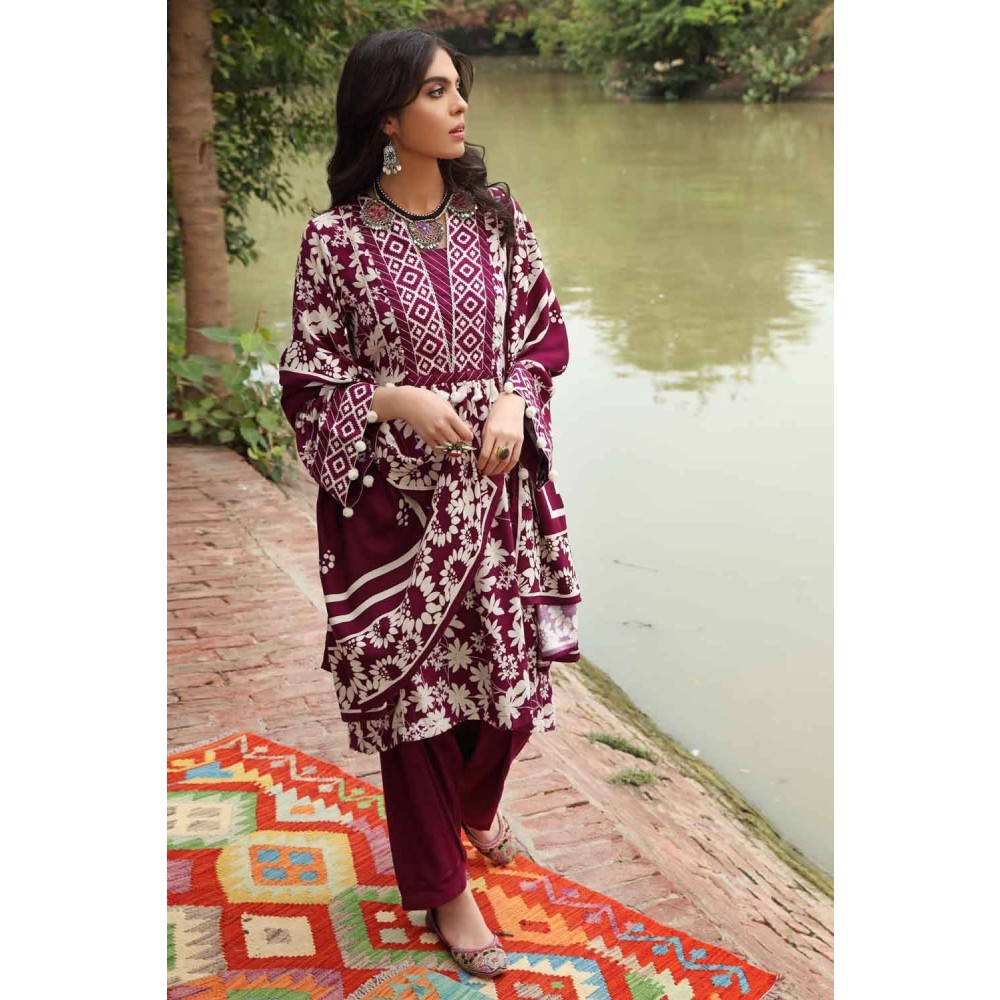 3PC Printed Twill Linen Unstitched Suit LT-12016 A by Gul Ahmed PK