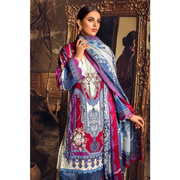 3PC Unstitched Digital Printed Corduroy Suit with Cotton Net Dupatta CD-12010 B by Gul Ahmed Online PK