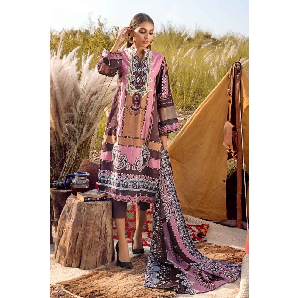 3PC Unstitched Irani Pashmina Dupatta Suit AP 12078 - Gul Ahmed New Collection Winter