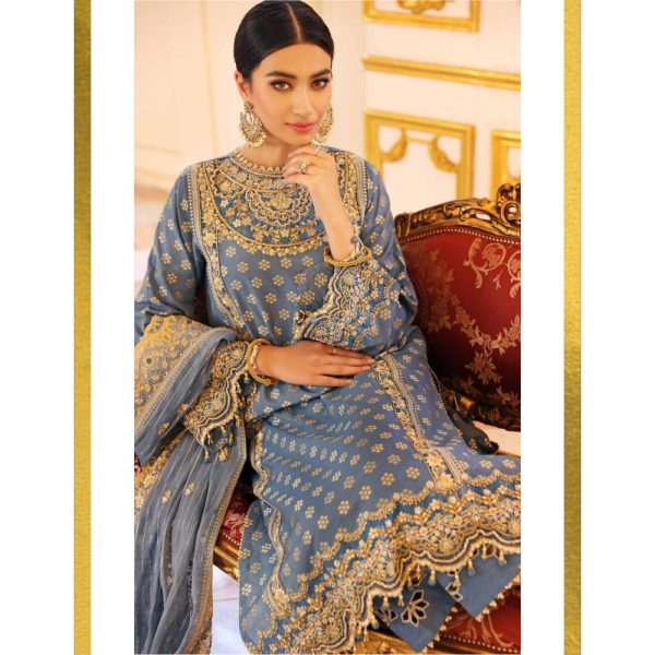 3PC Unstitched Jacquard Embroidered Suit with Embroidered Jacquard Dupatta PRW-22003 - Gul Ahmed Pre-Wedding Unstitched Collection