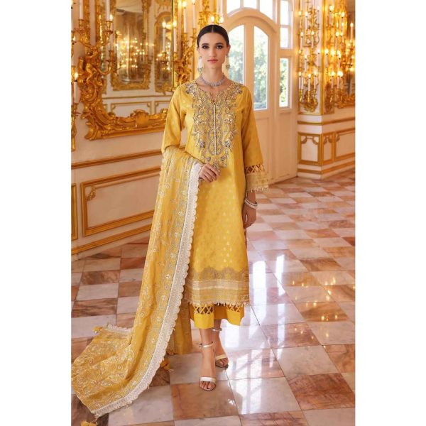 3PC Unstitched Jacquard Embroidered Suit with Paper Cotton Dupatta PRW-22004 - Pre Wedding Collection by Gul Ahmed - Pakistani Wedding Party Dresses