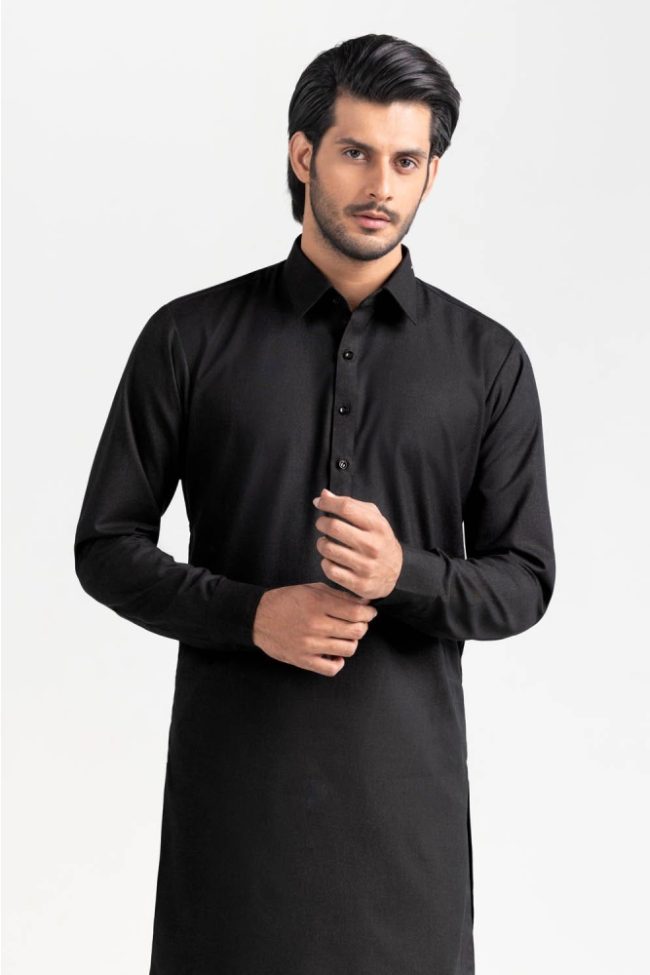Black GUL 90 FRESHER-J Unstitched Fabric by Gul Ahmed Gents Suit