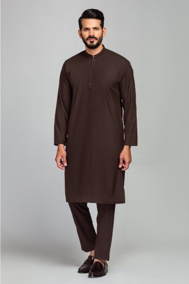 Chocolate Brown GUL 90 FRESHER-J Unstitched Fabric by Gul Ahmed Gents Suit