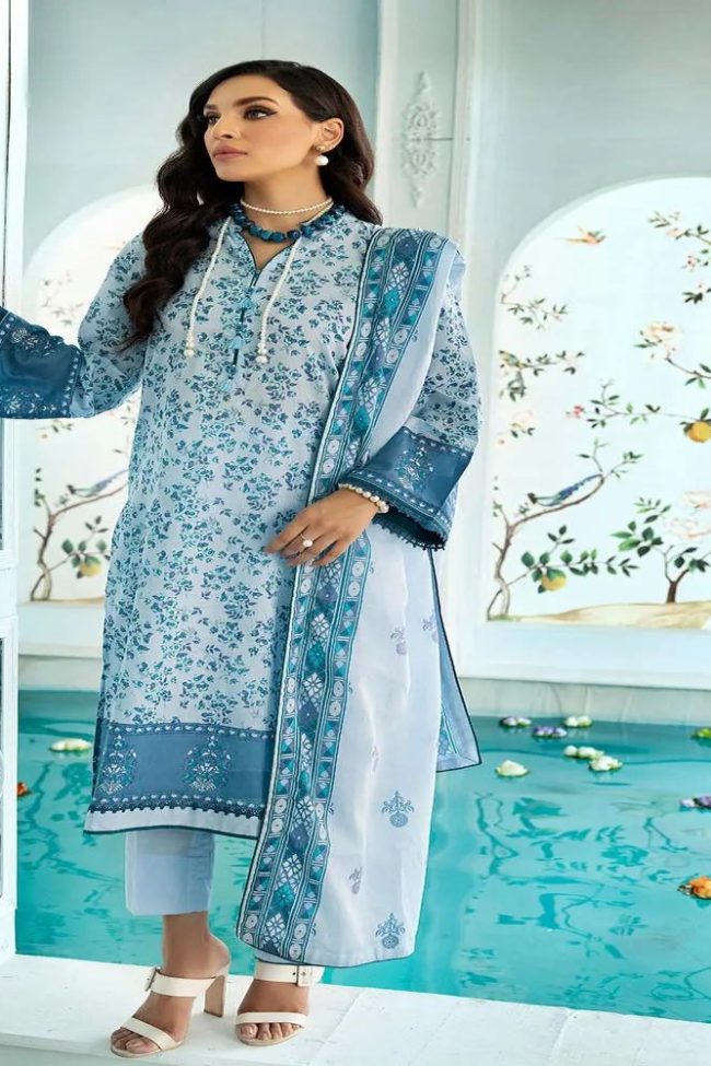 3-Piece Unstitched Florence Collection By Gul Ahmed Printed Lawn Suits CL-22225 B - Summer Lawn Collection 2023