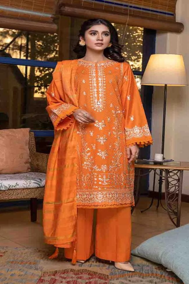 3-Piece Nari Premium Self Jacquard Embroidered Suit by GullJee - GNR2201A8