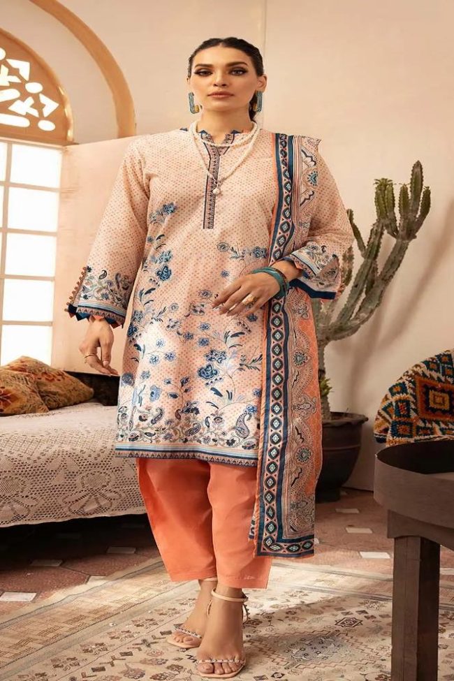 3PC Unstitched Printed Lawn Suit CL-22241 A by Gul Ahmed Summer Lawn Collection 2023 - Askani Group